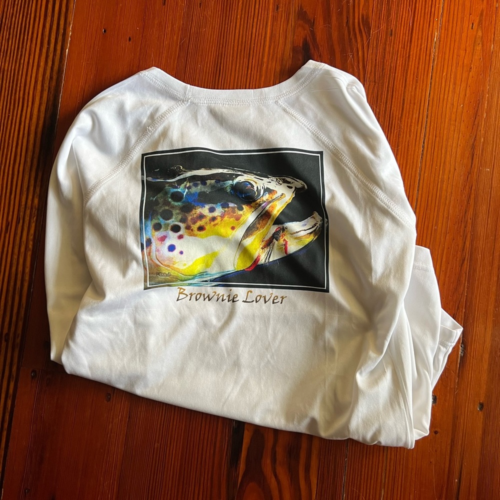 Trout sunshirt trout fishing shirt womens fishing shirt brown trout shirt Small